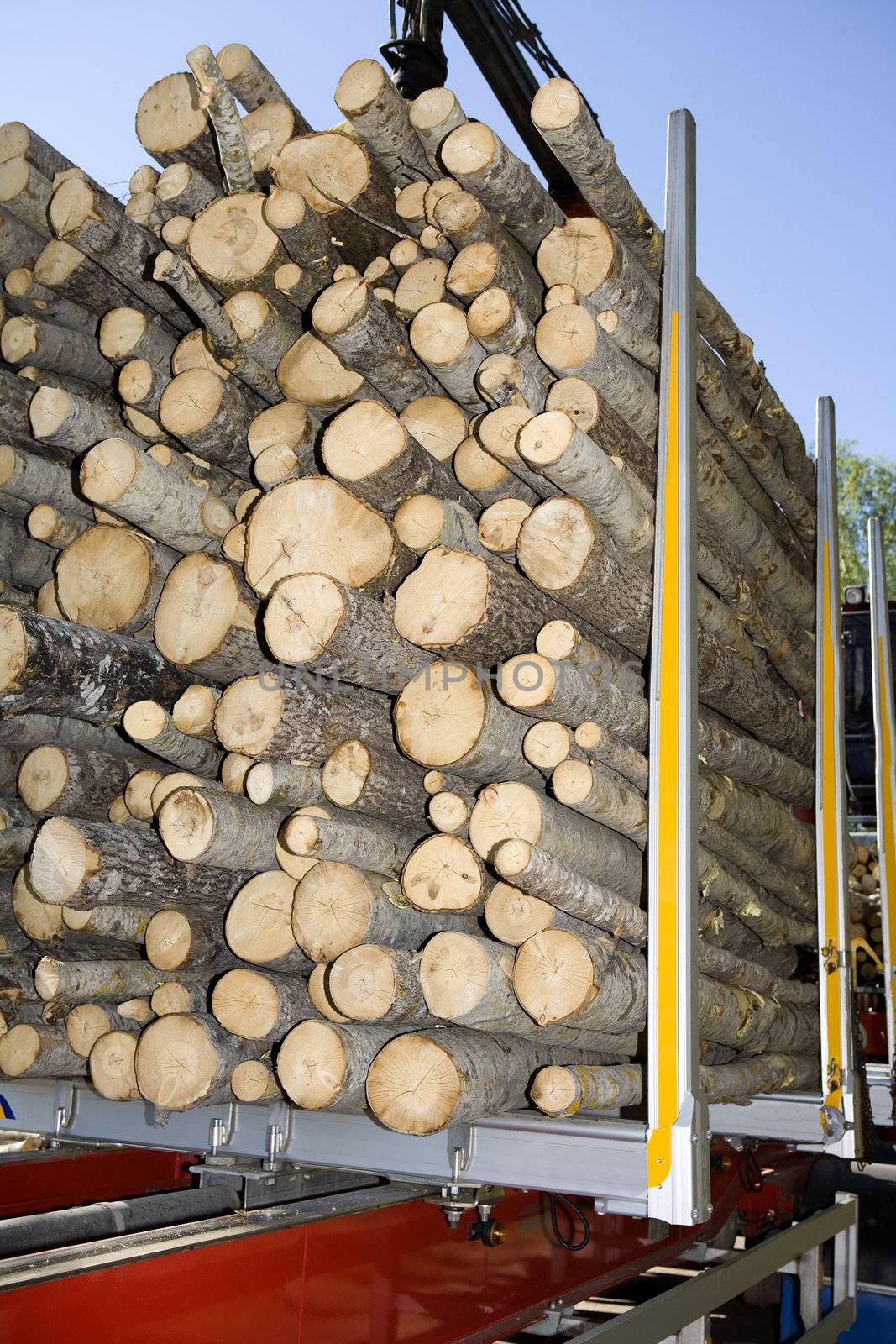 Close up of loaded timber