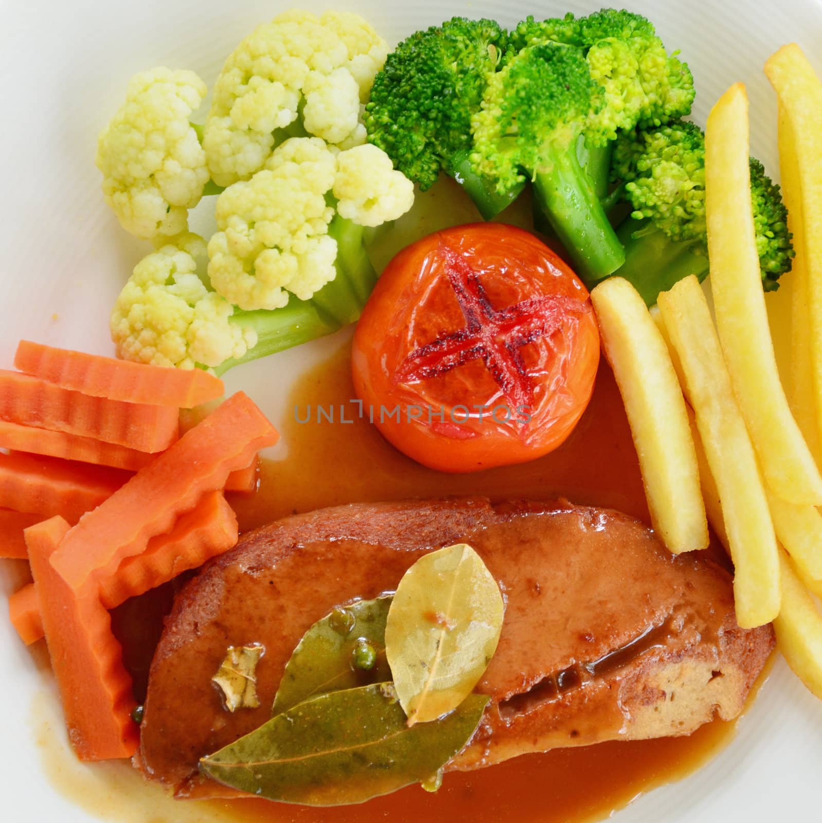 Vegetarian steak with vegetable