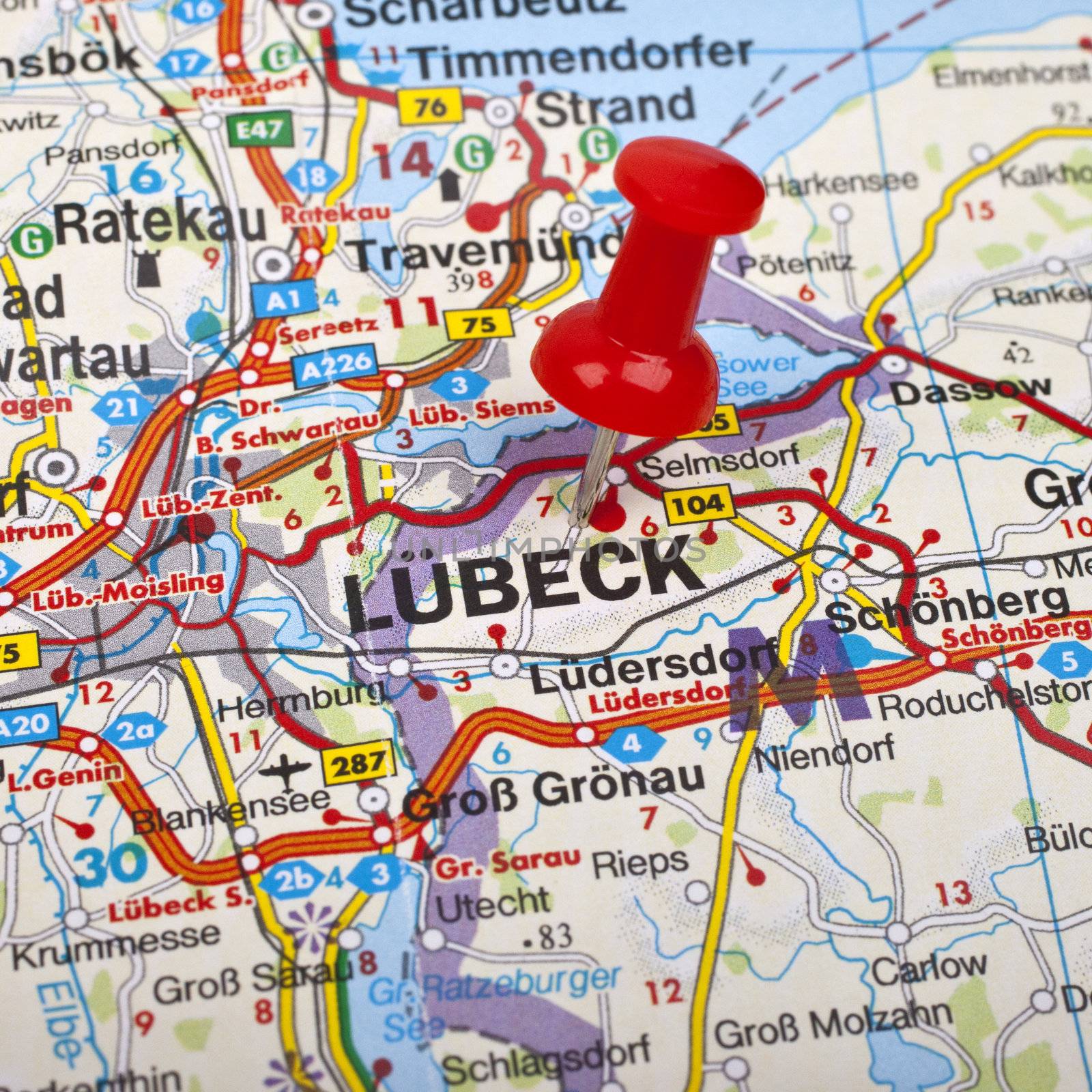 Lubeck pin-pointed on a map.