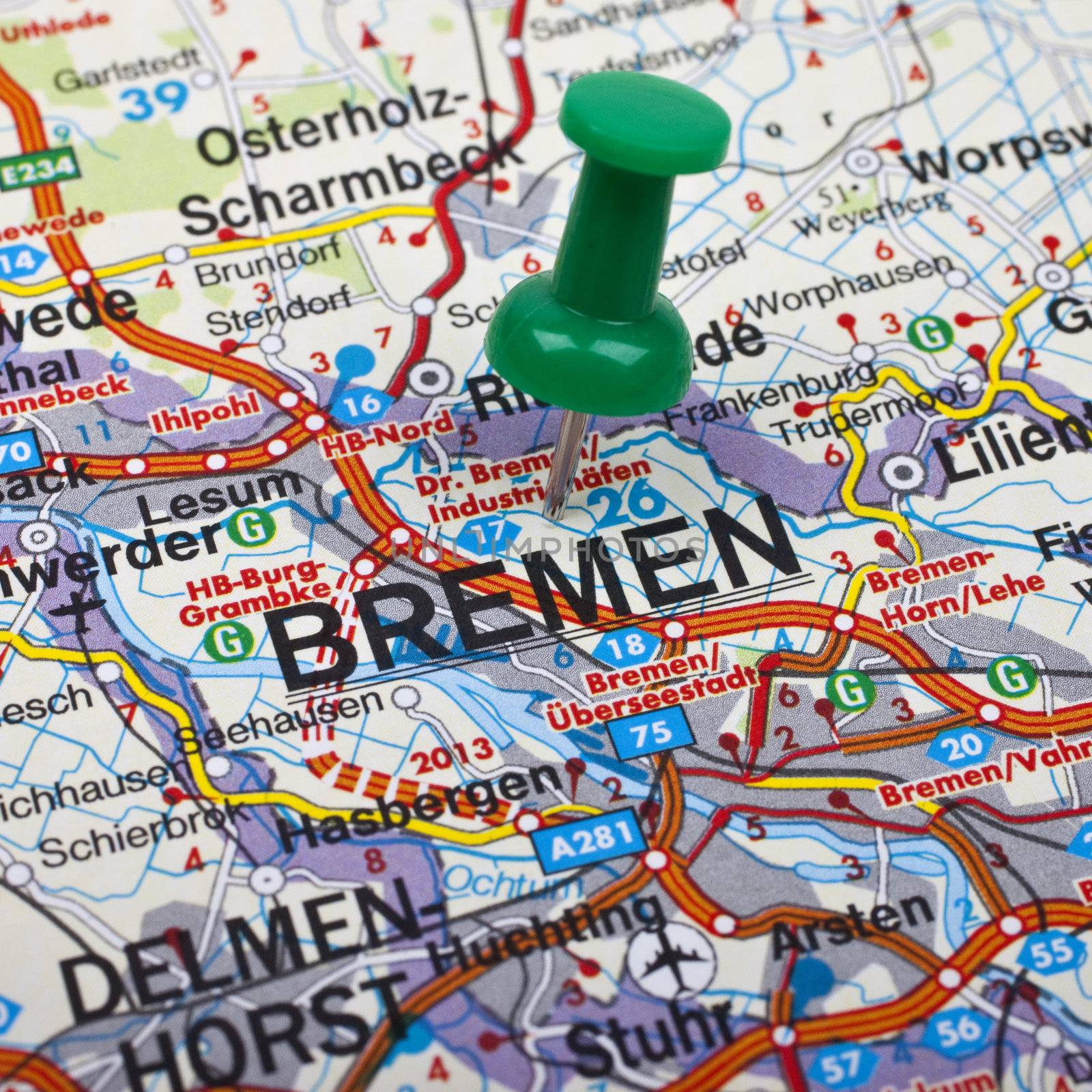 Bremen pin-pointed on a map.