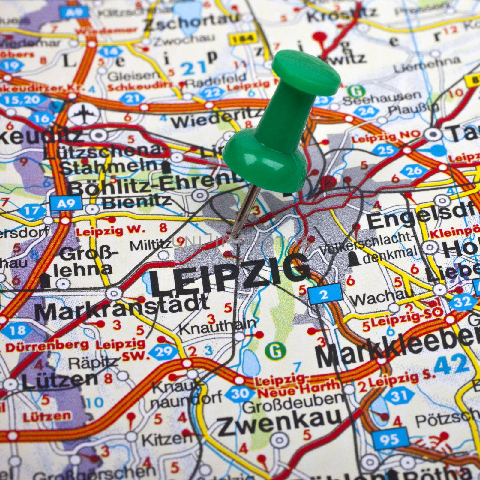 Leipzig pin-pointed on a map.