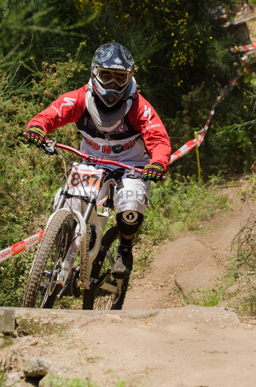 VIANA DO CASTELO, PORTUGAL - MAY 13: Carlos Castro during the 4th Stage of the Taca de Portugal Downhill Vodafone on may 13, 2012 in Viana do Castelo, Portugal.