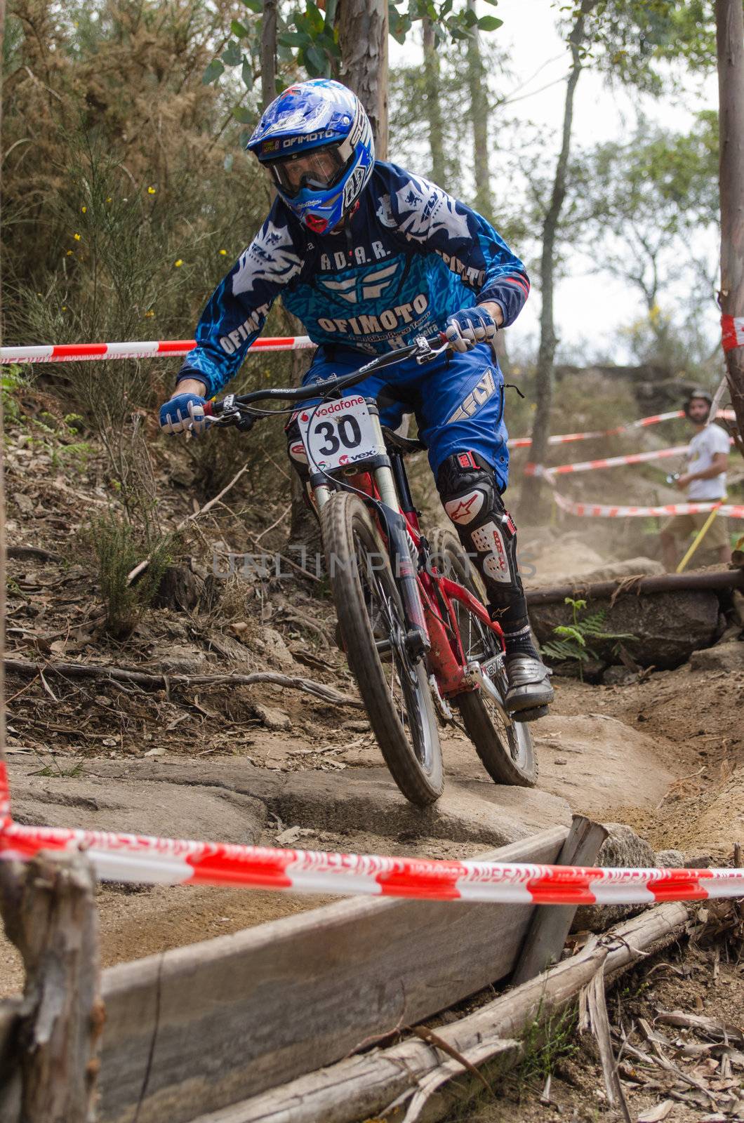 VIANA DO CASTELO, PORTUGAL - MAY 13: Ricardo Soares during the 4th Stage of the Taca de Portugal Downhill Vodafone on may 13, 2012 in Viana do Castelo, Portugal.