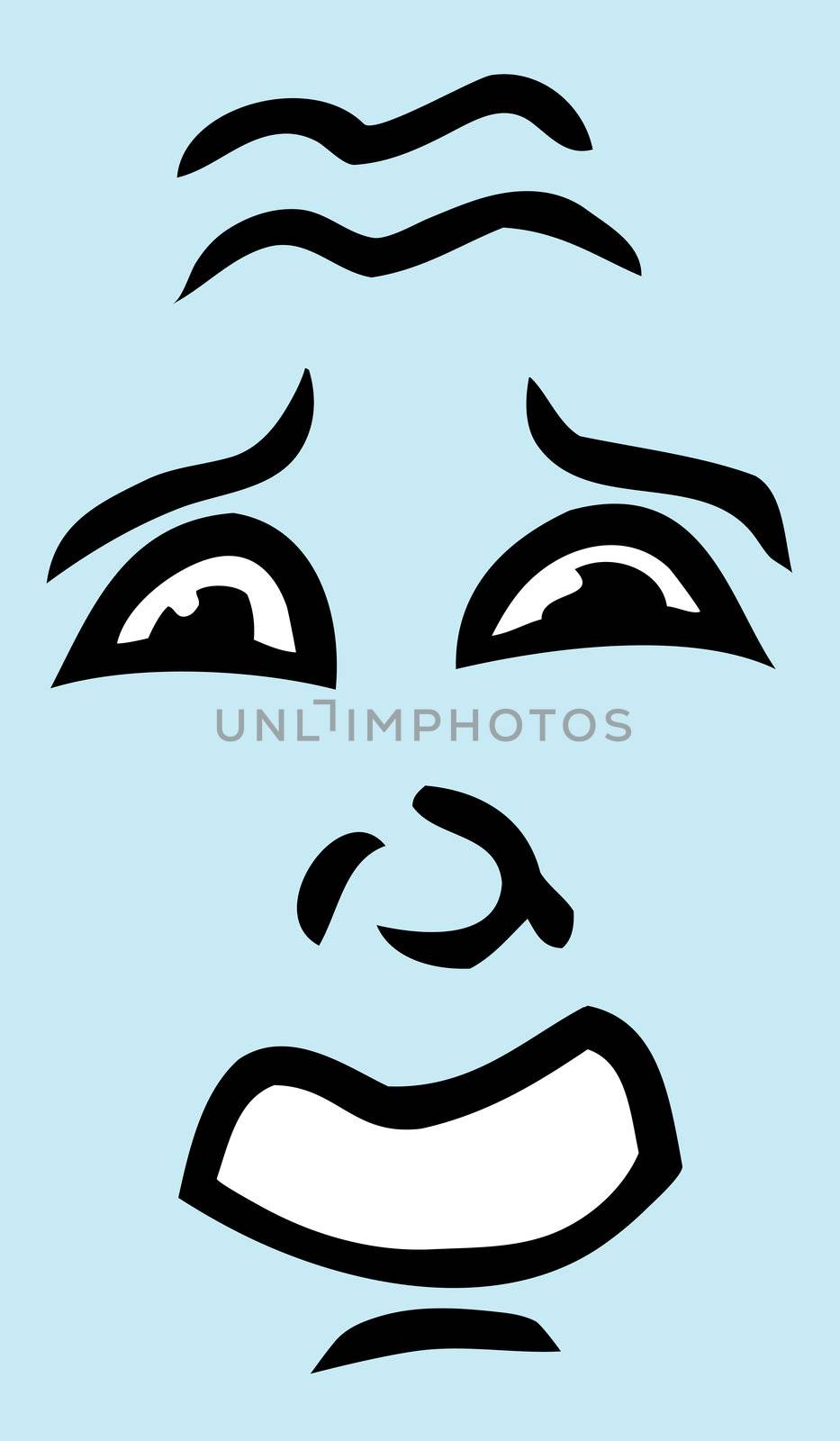 Cartoon of human face with terrified expression