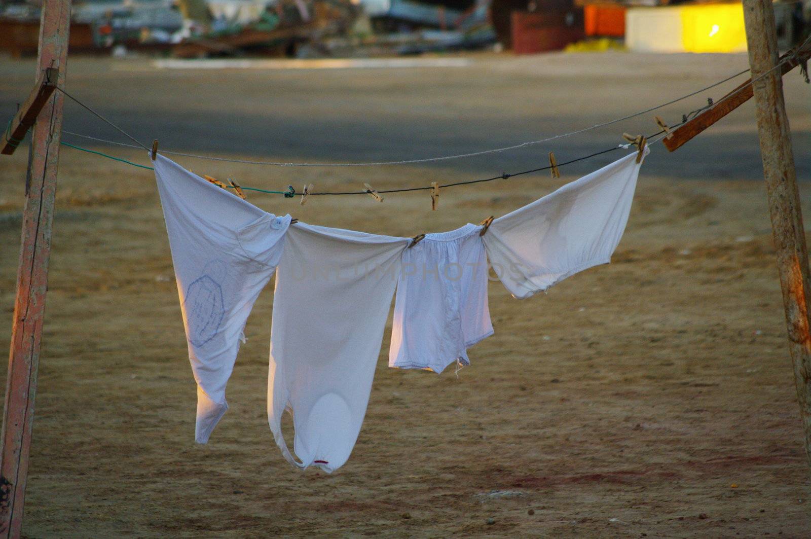 laundry on a clothesline outside in egypt