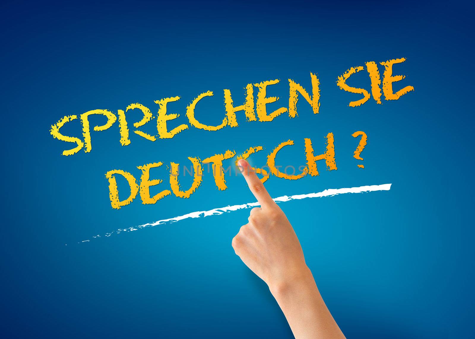 Hand pointing at a Sprechen Sie Deutsch Illustration