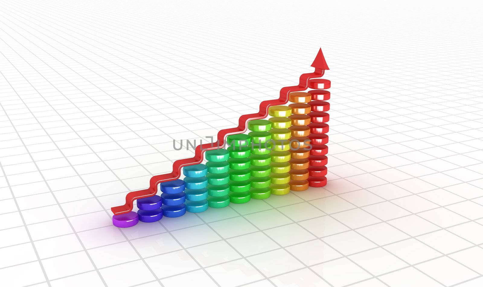 Business graph. 3d rendered concept. Isolated on white.