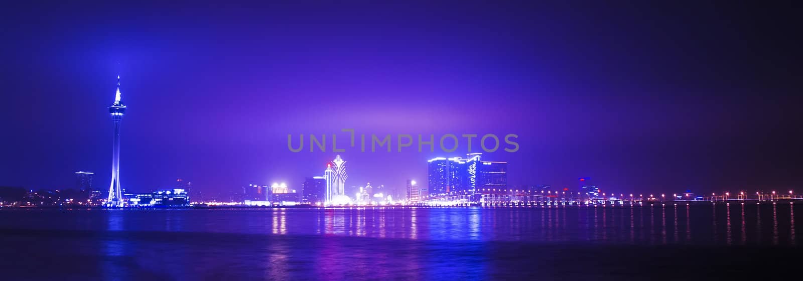 Night of Macau. View from the Taipa Island.