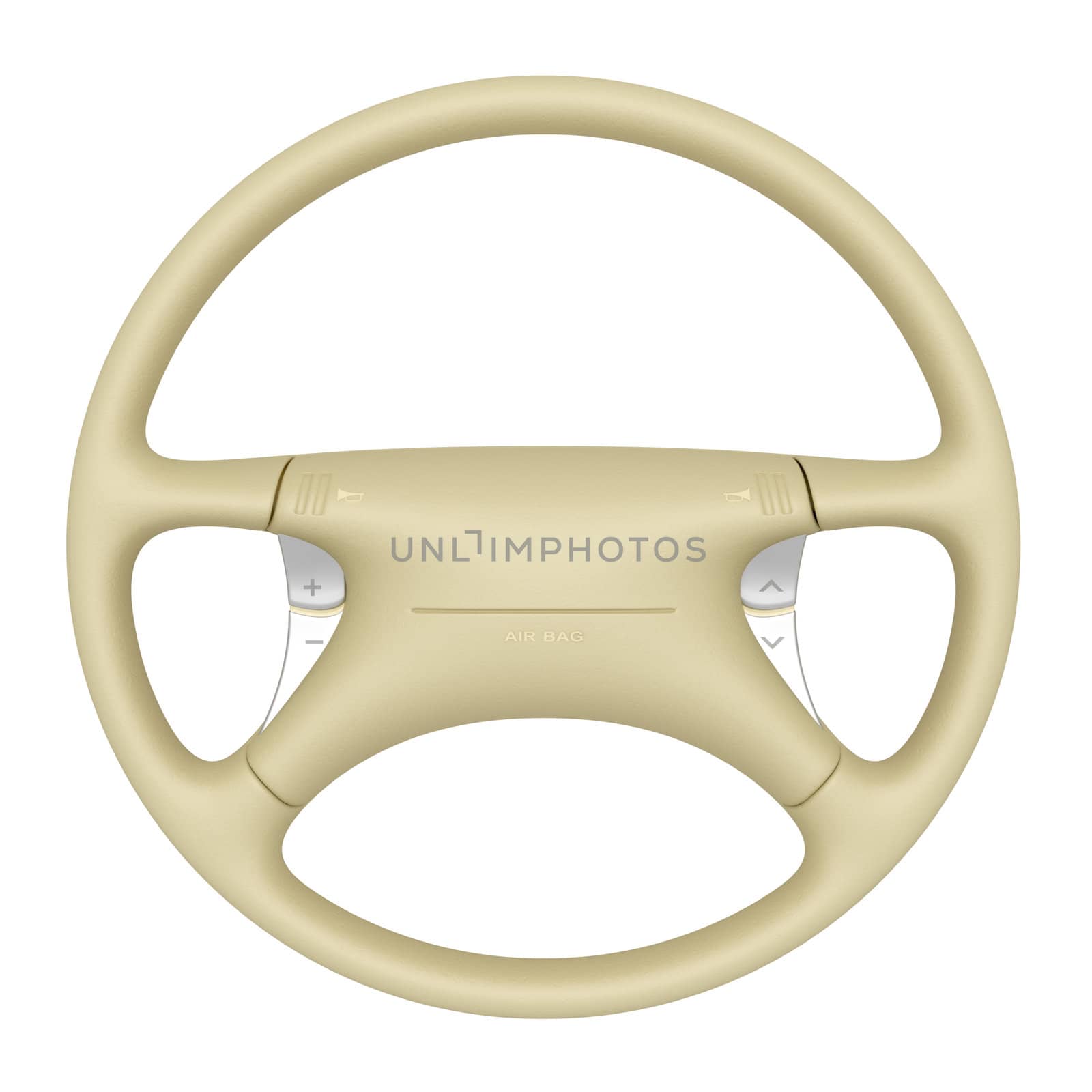 Beige steering wheel isolated on white background