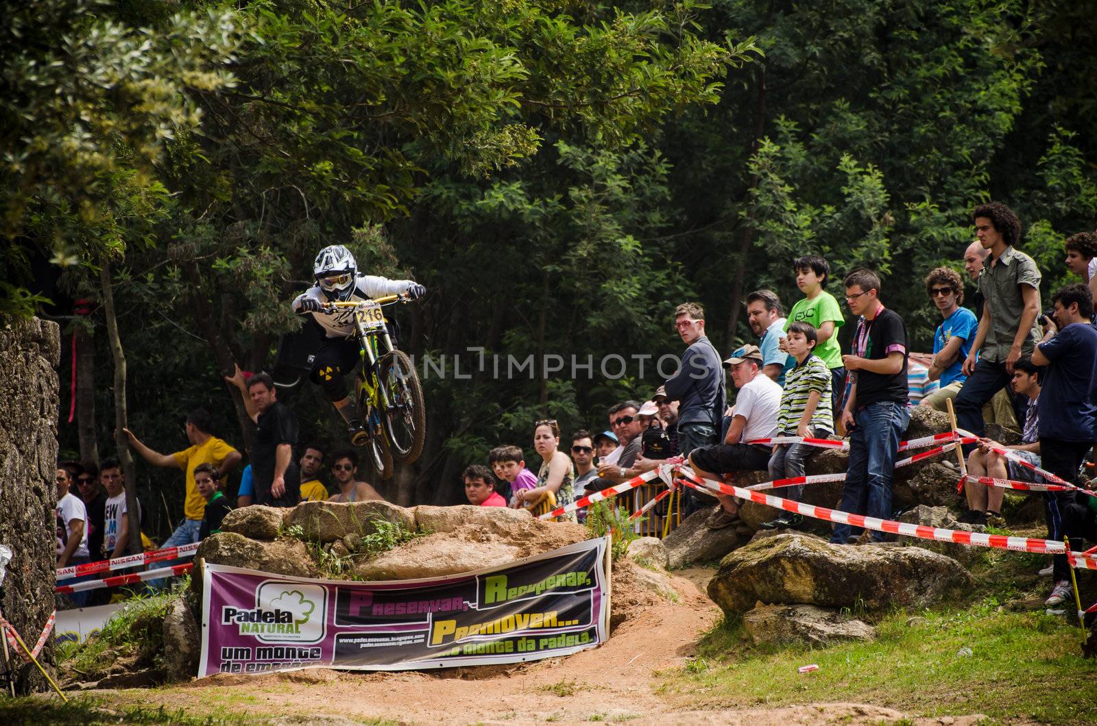VIANA DO CASTELO, PORTUGAL - MAY 13: Luis Fortunato during the 4th Stage of the Taca de Portugal Downhill Vodafone on may 13, 2012 in Viana do Castelo, Portugal.