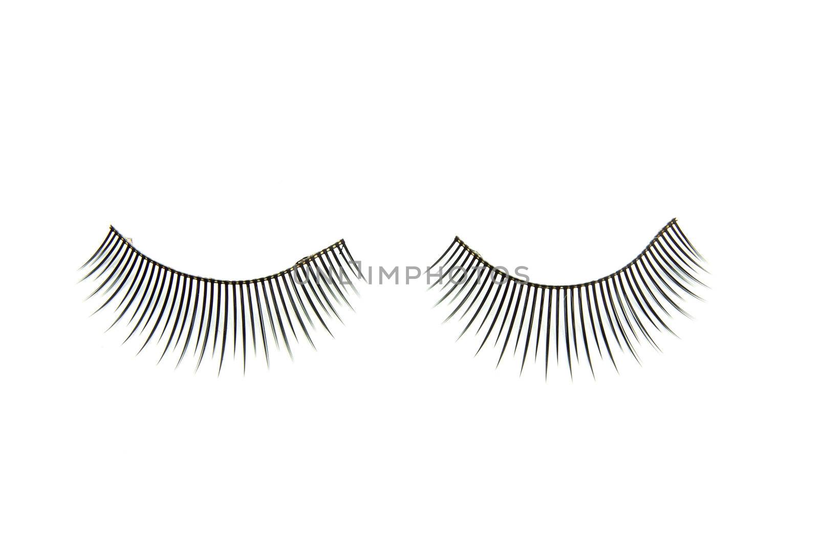 false eyelashes isolated on white background