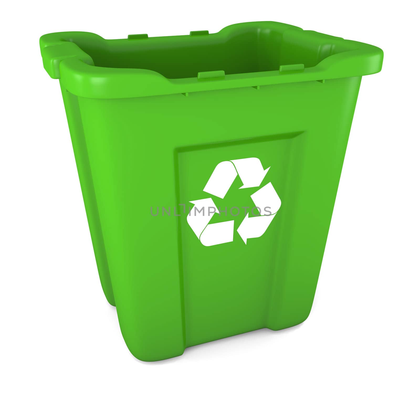 3D model of empty green plastic recycle bin