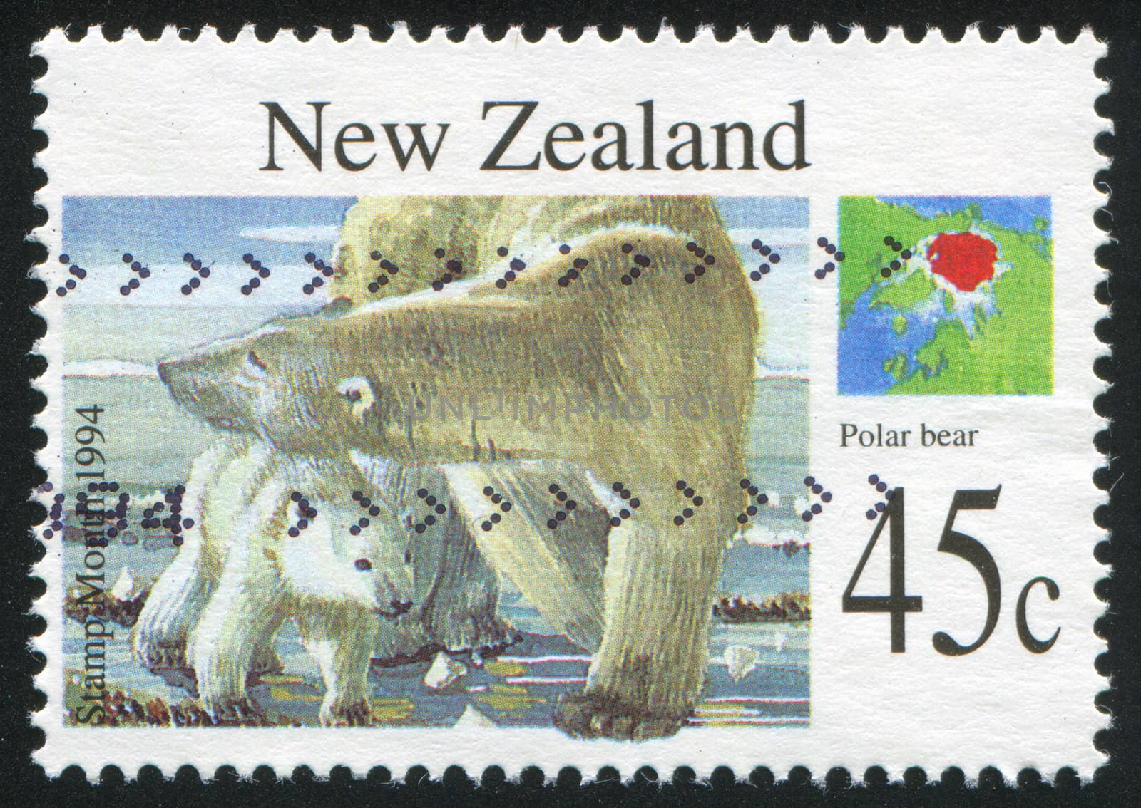 NEW ZEALAND - CIRCA 1994: stamp printed by New Zealand, shows Wild animals, Polar bear, circa 1994