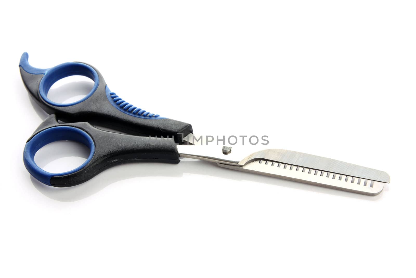 Hair scissors on the white background