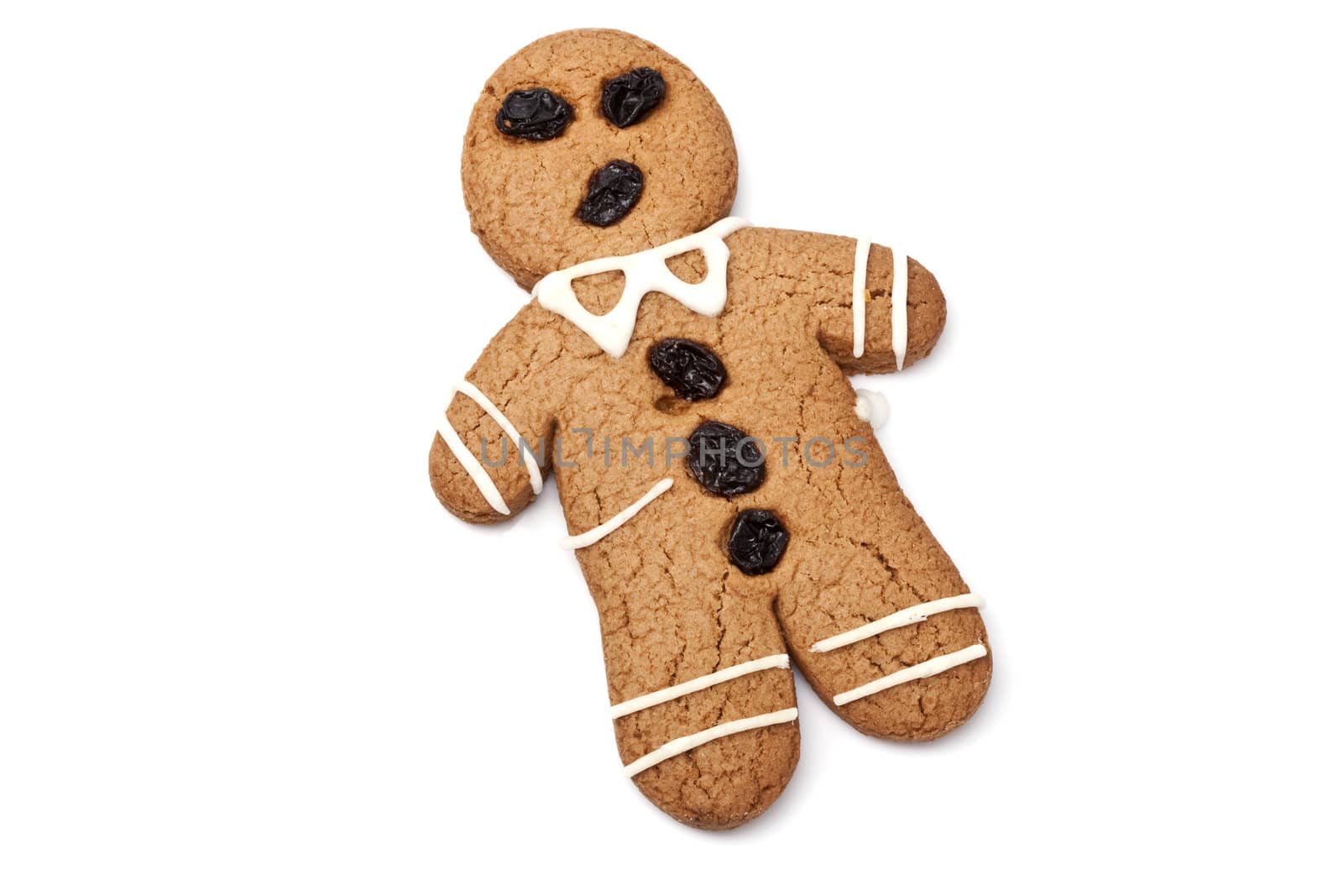 Gingerbread man on white background.