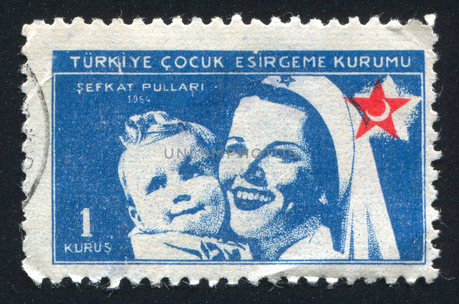TURKEY- CIRCA 1954: stamp printed by Turkey, shows Nurse and Child, circa 1954