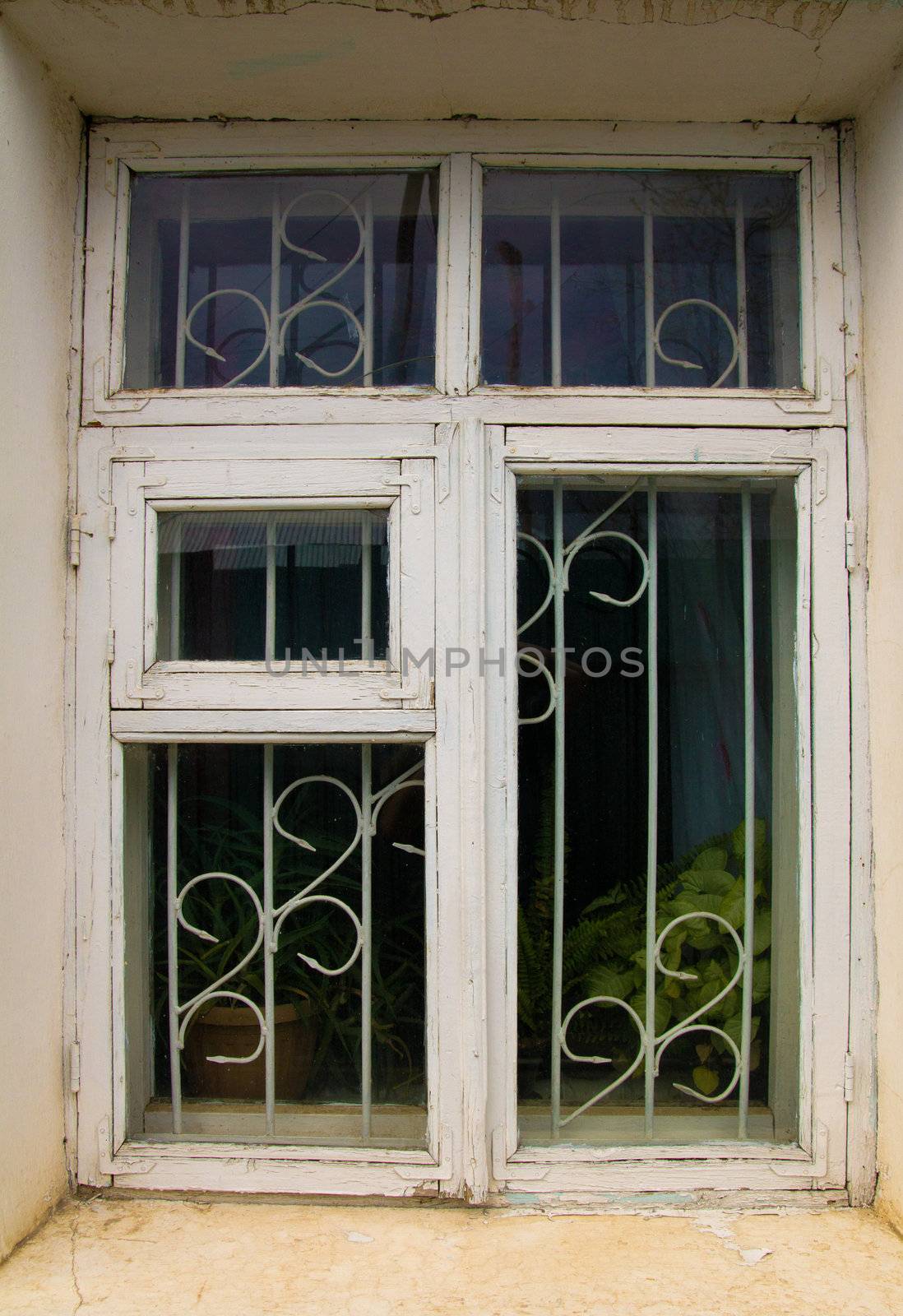 Old white wooden window by schankz