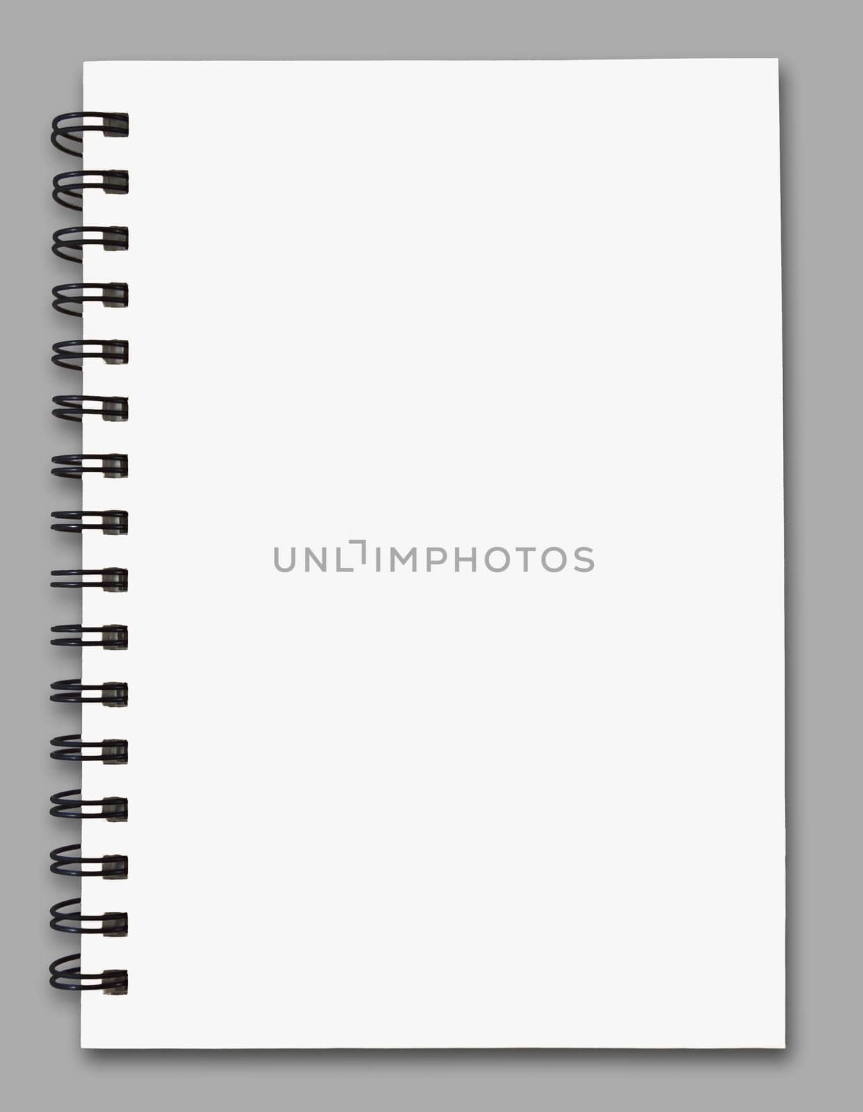 The white Note book on grey background