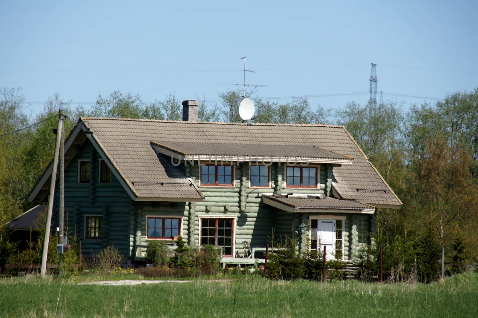 Modern house with a porch made of forest