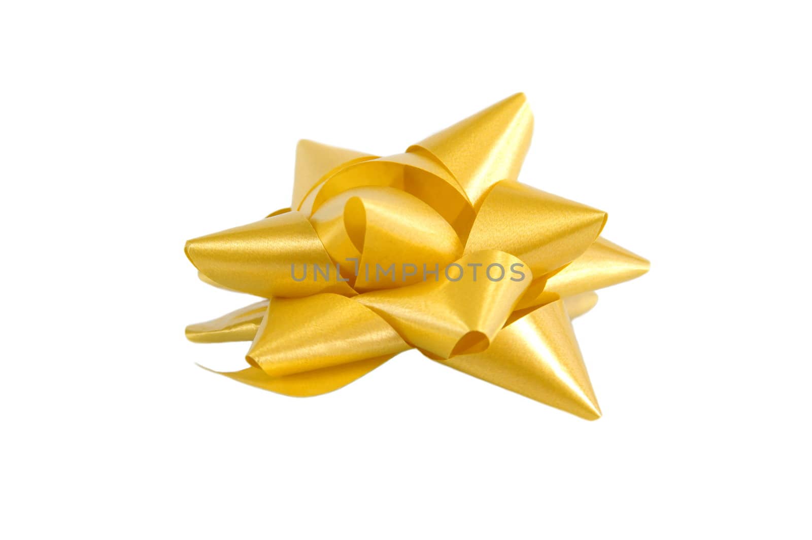 Golden bow isolated on white