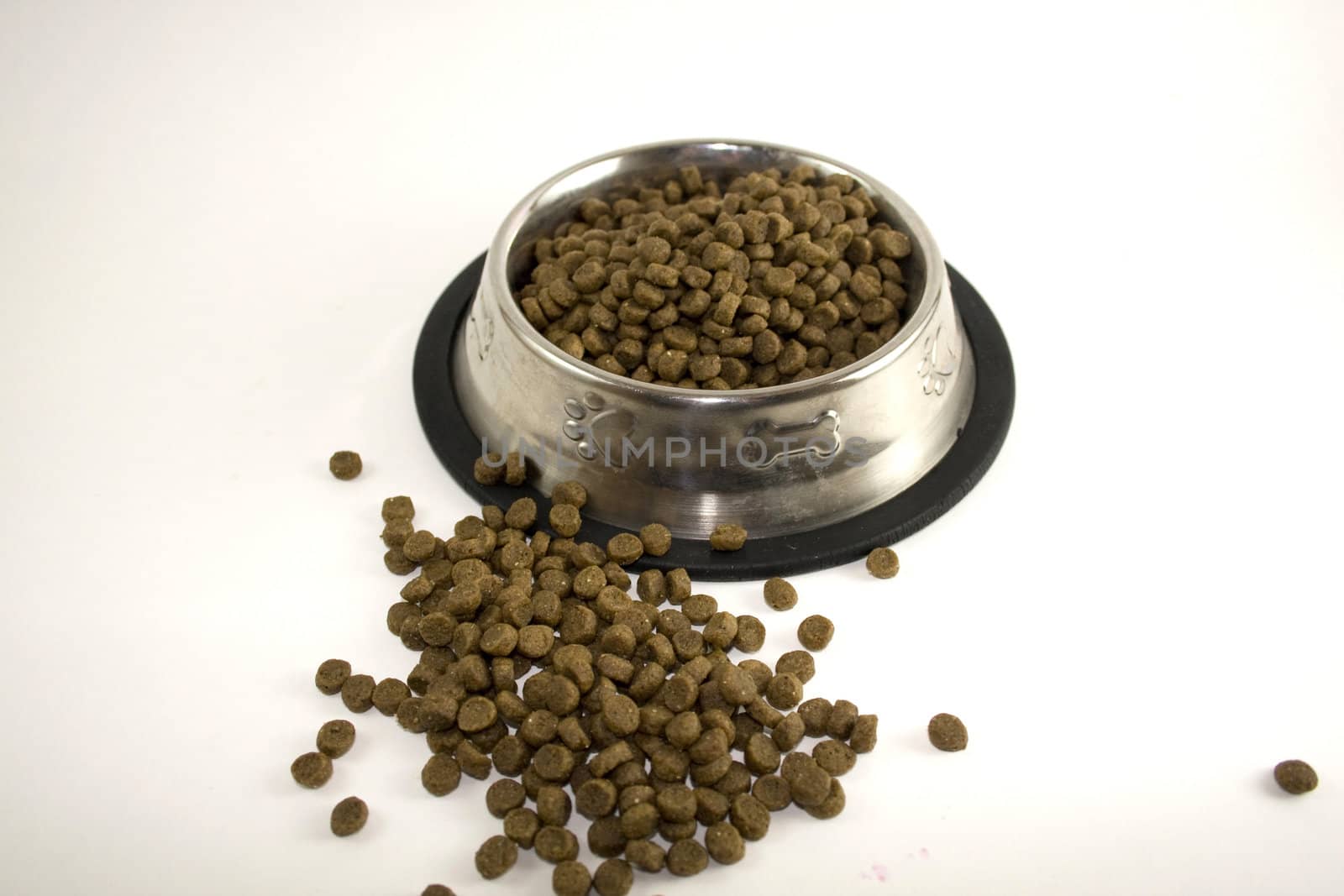 Dog Food in Bowl on white background