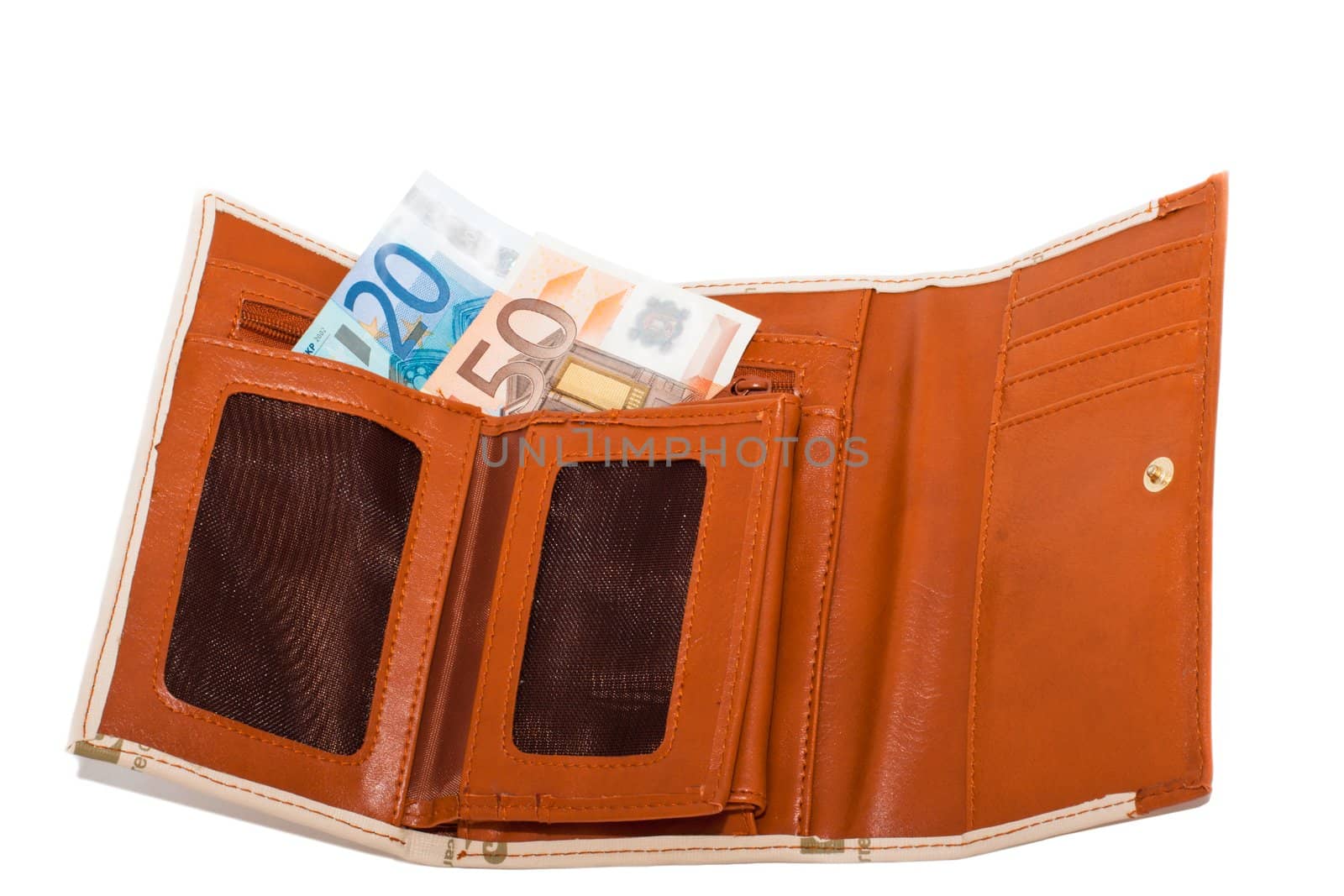 Wallet with monetary denominations on a white background by client111
