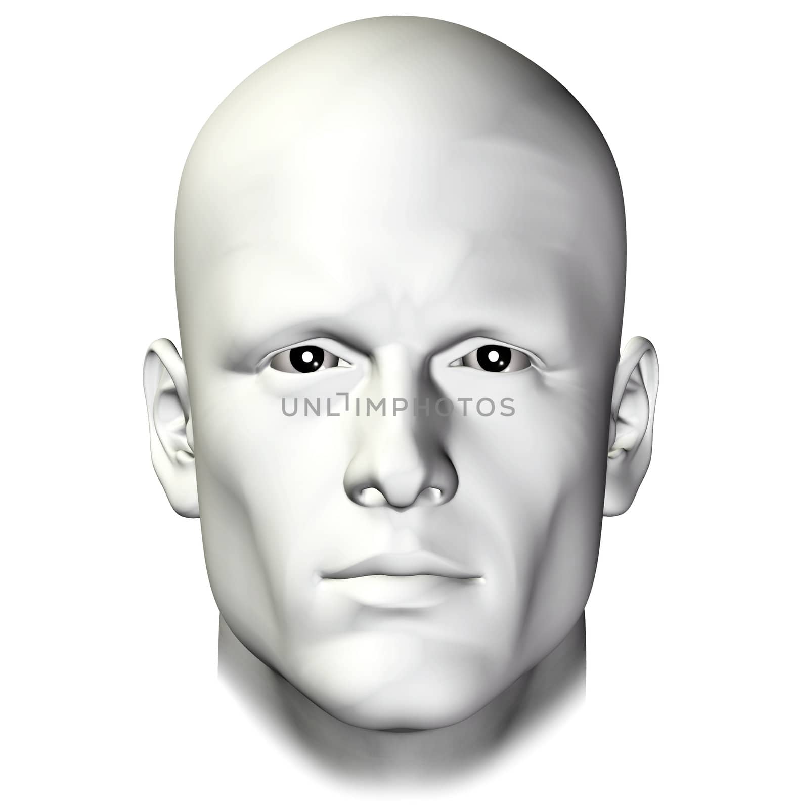 Man portrait on white background. 3d illustration design element.