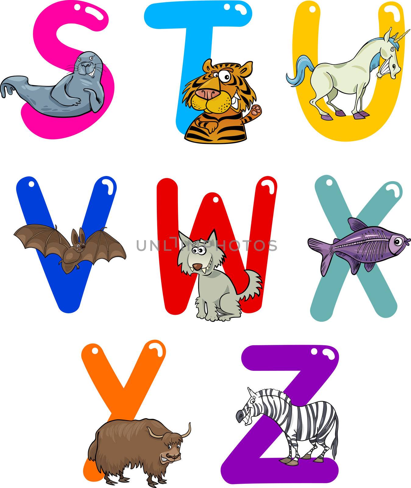 Cartoon Alphabet with Animals by izakowski
