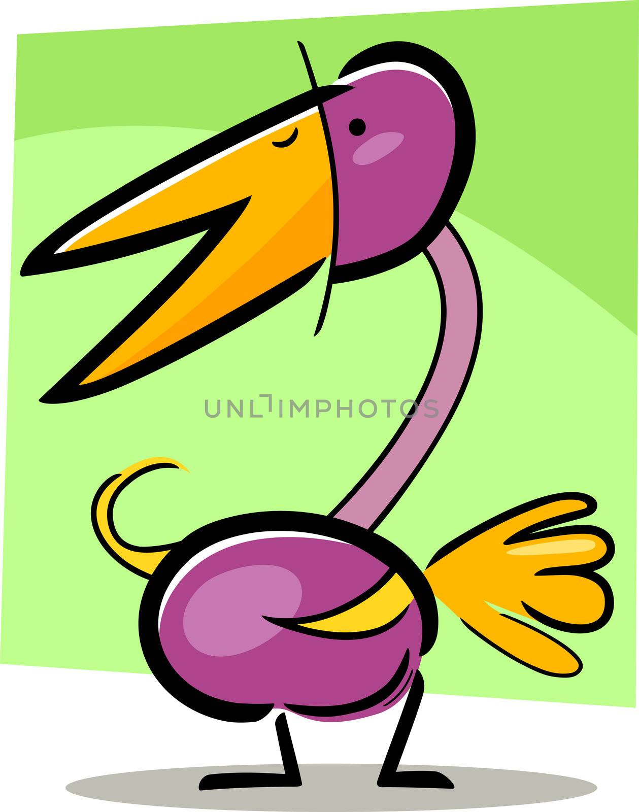 cartoon doodle illustration of cute funny bird