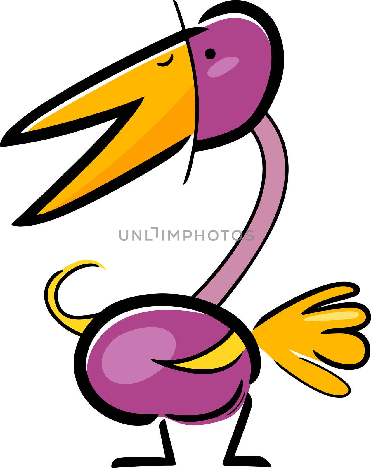 cartoon doodle illustration of cute funny bird