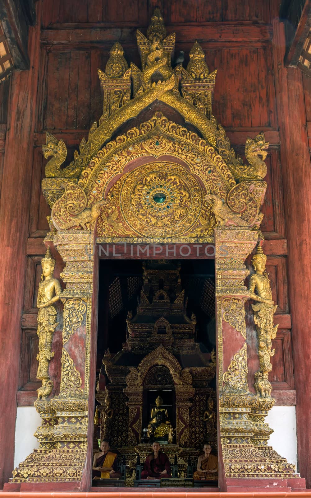 Entrance of the church at Phra Singh Temple, Chiang Mai, Northern Thailand