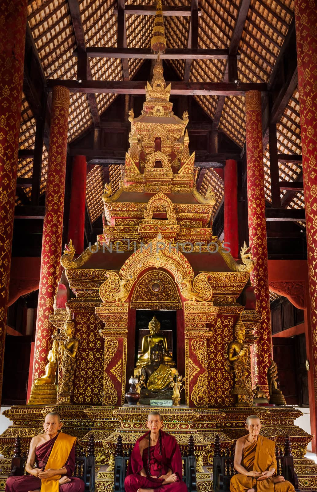 The building houses in church at Phra Singh Temple, Chiang Mai, Northern Thailand