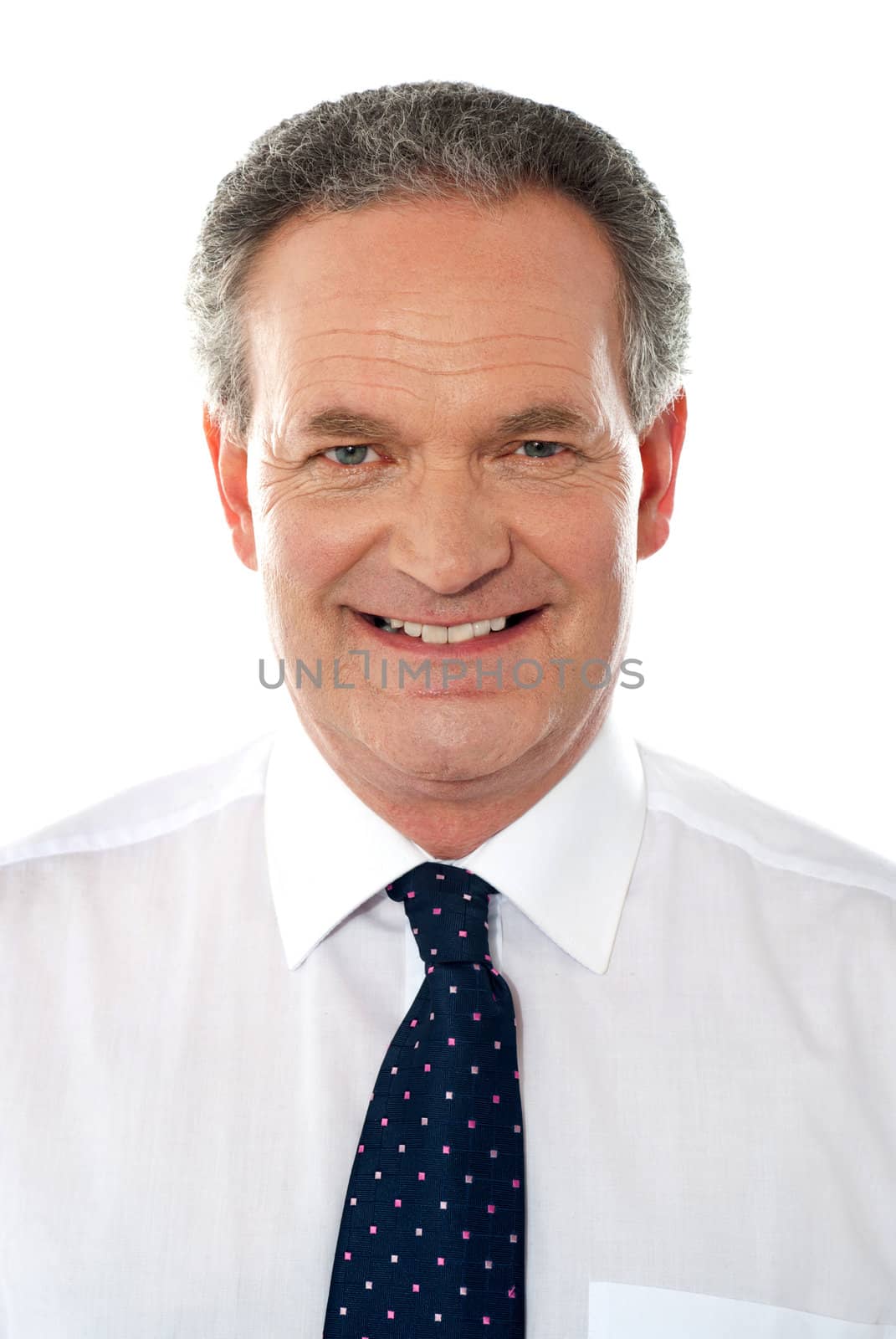 Smiling senior corporate man. Closeup portrait