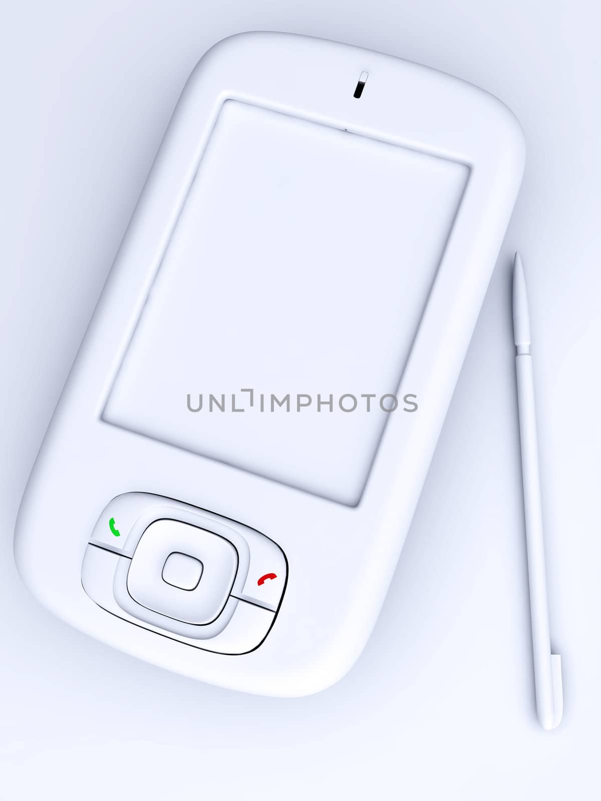 Modern white communicator or smartphone for use as an organizer and business assistant