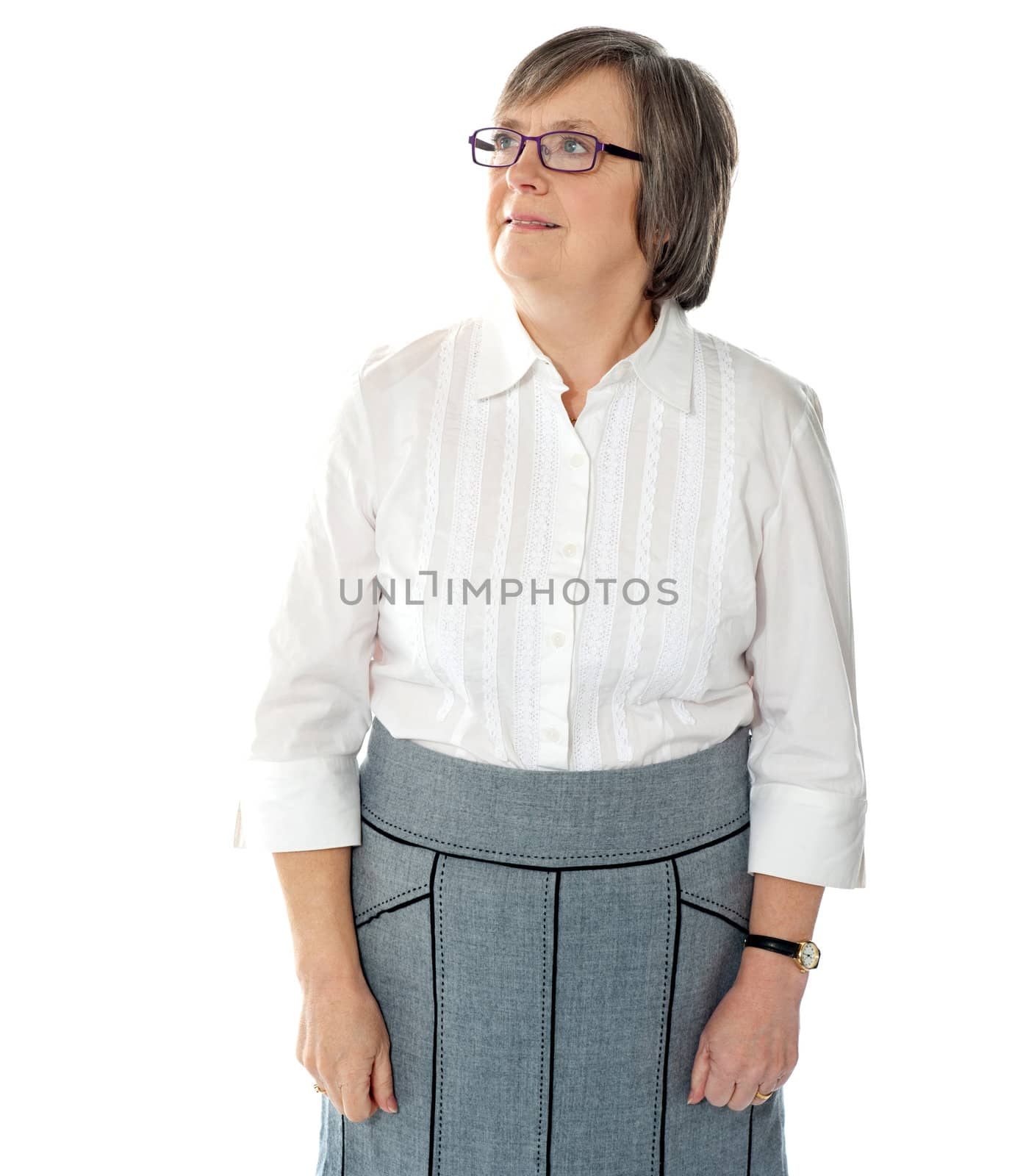 Portrait of an attractive aged businesswoman isolated over white
