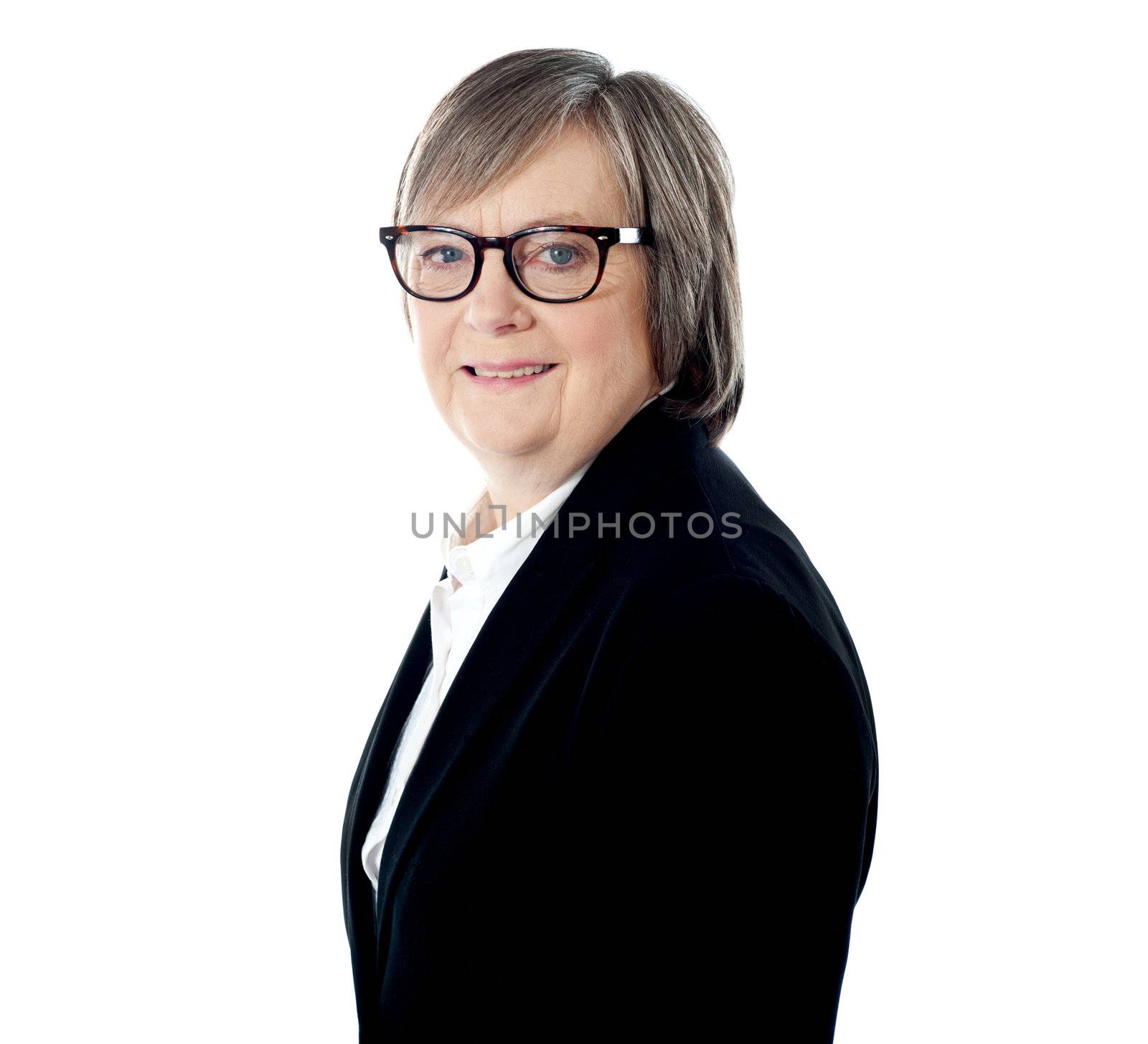 Elderly corporate female, closeup shot by stockyimages