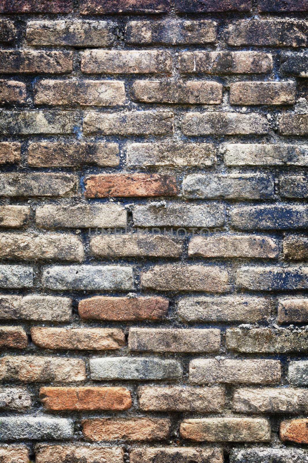 An old brick wall in an abandoned church