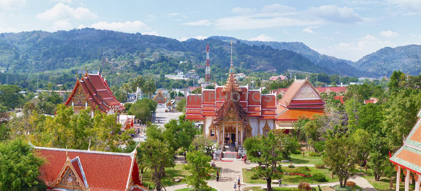 Panorama of the ancient Buddhist temple Wat Chalong, Thailand, Phuket