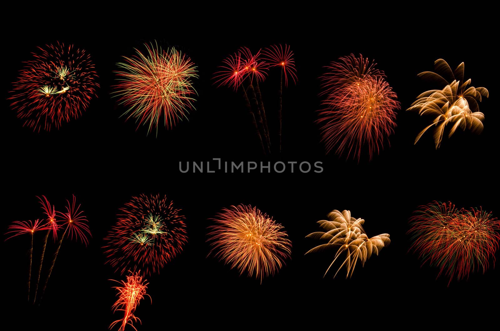 colorful of fireworks on black background