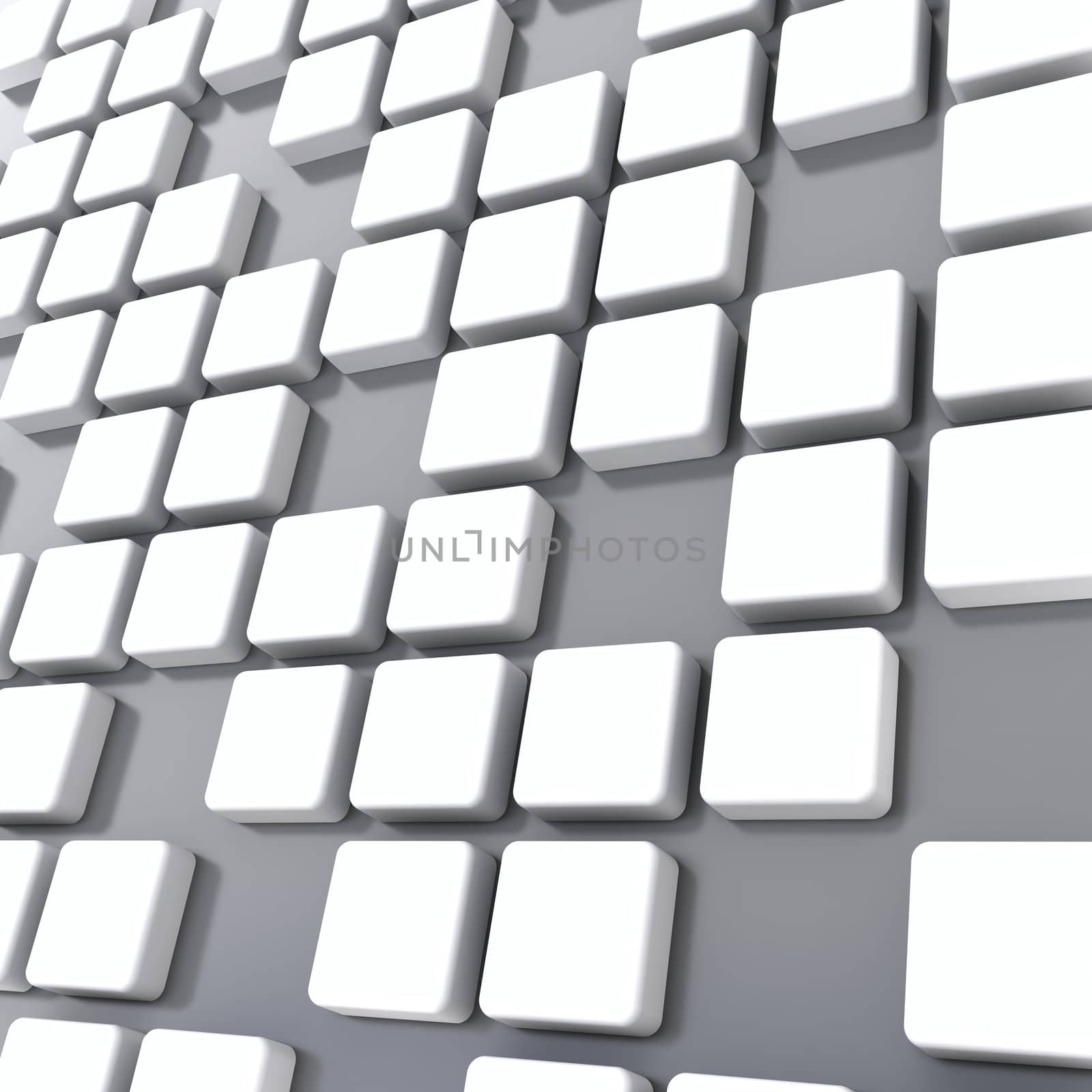 group of cubes of white color on gray background