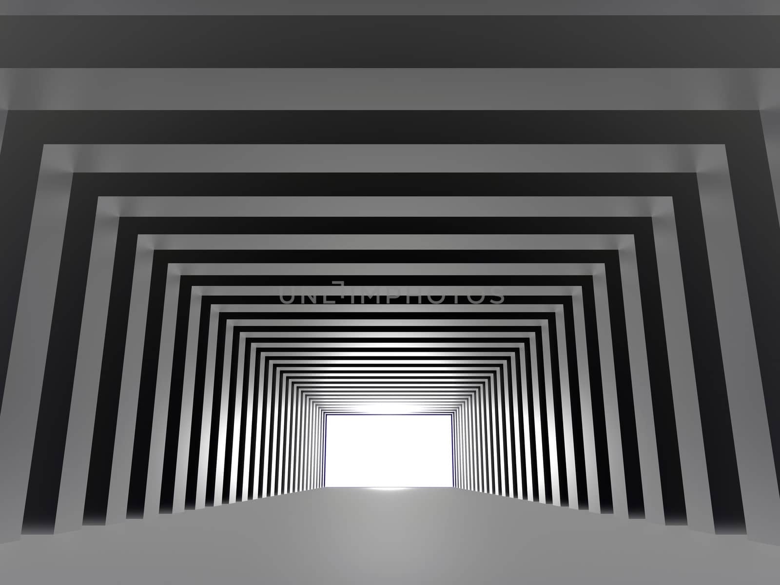 tunnel with columns and light making the way ahead