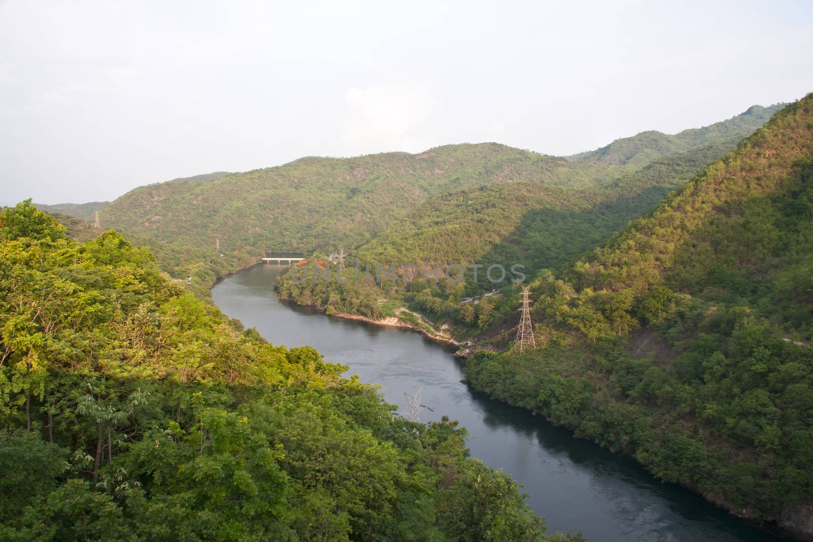 The Bhumibol Dam(formerly known as the Yanhi Dam) in Thailand. The dam is situated on the Ping River and has a capacity of 13,462,000,000 cubic meter.