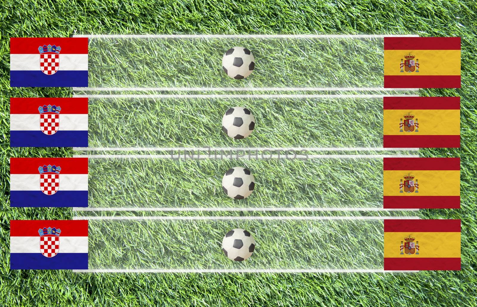 Plasticine Football flag on grass background for score (Group C)