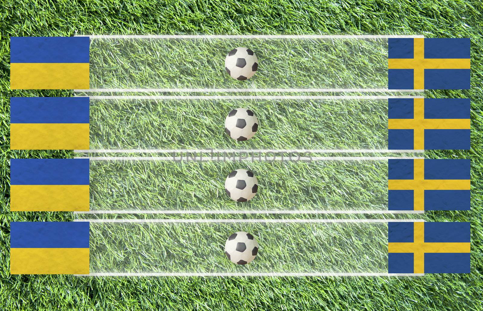 Plasticine Football flag on grass background for score (Group D)