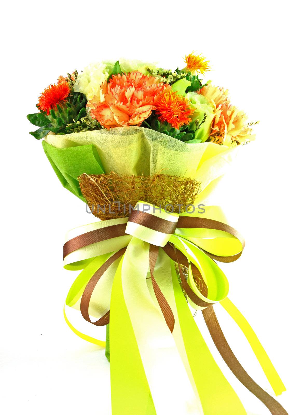 colorful flowers bouquet on white background