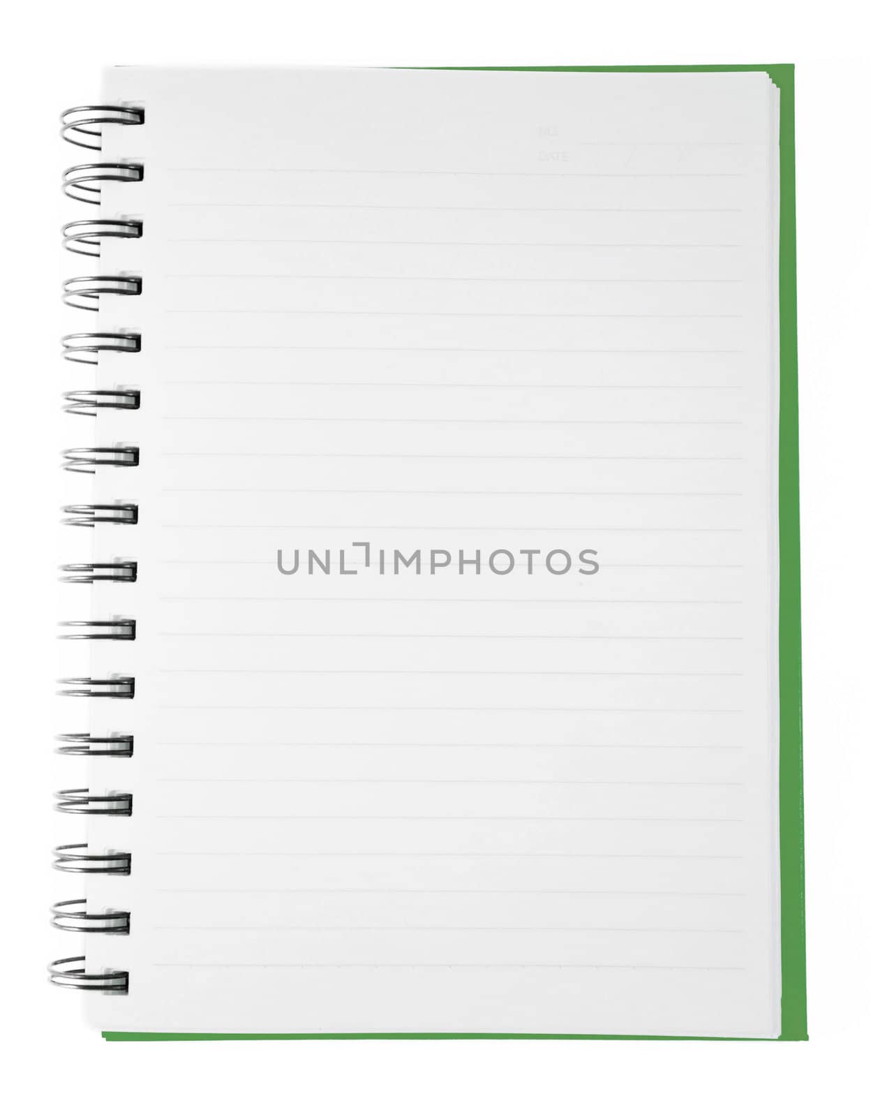 green clean Notebook isolated on white background