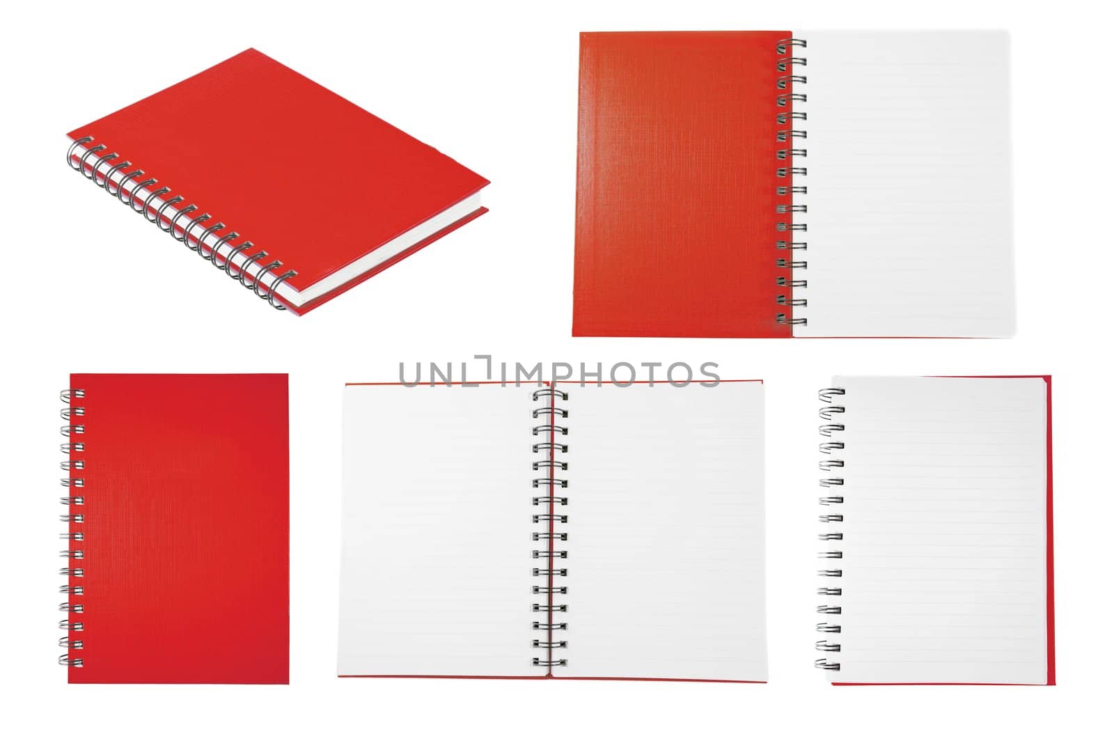 red notebook collection isolated on white background