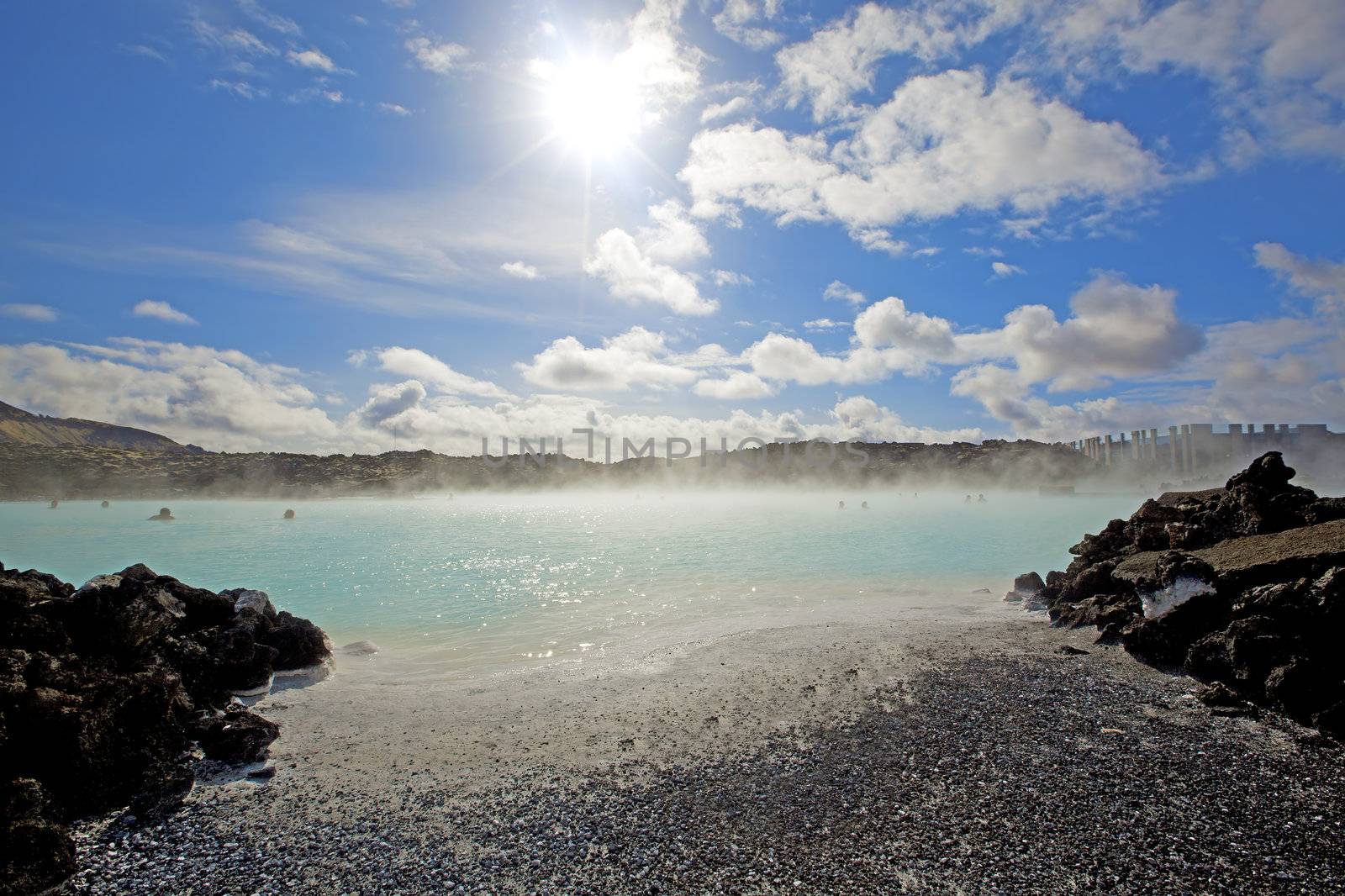 The Blue Lagoon on a sunny day in Iceland