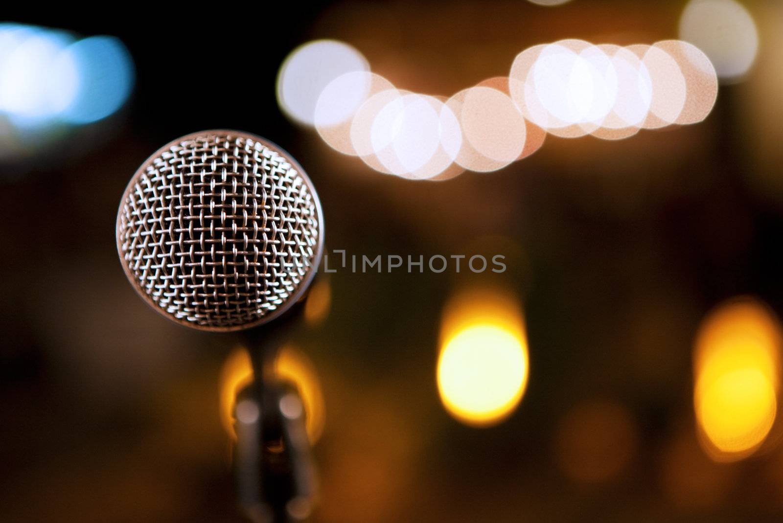 Close-up image of microphone on stage