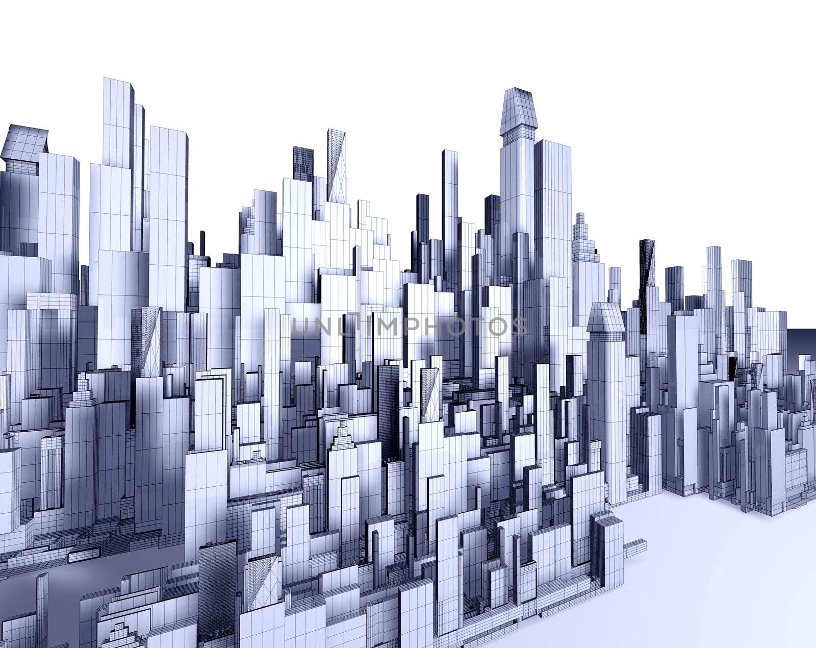 3d illustration of empty city blueprint